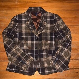 Lands' End Brown Checkered Blazer